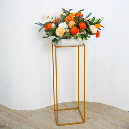 Orange White Rose Wedding Backdrop Decor Table Centerpieces Flower Ball Arrangement Event Floor Floral