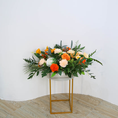 Orange White Rose Wedding Backdrop Decor Table Centerpieces Flower Ball Arrangement Event Floor Floral