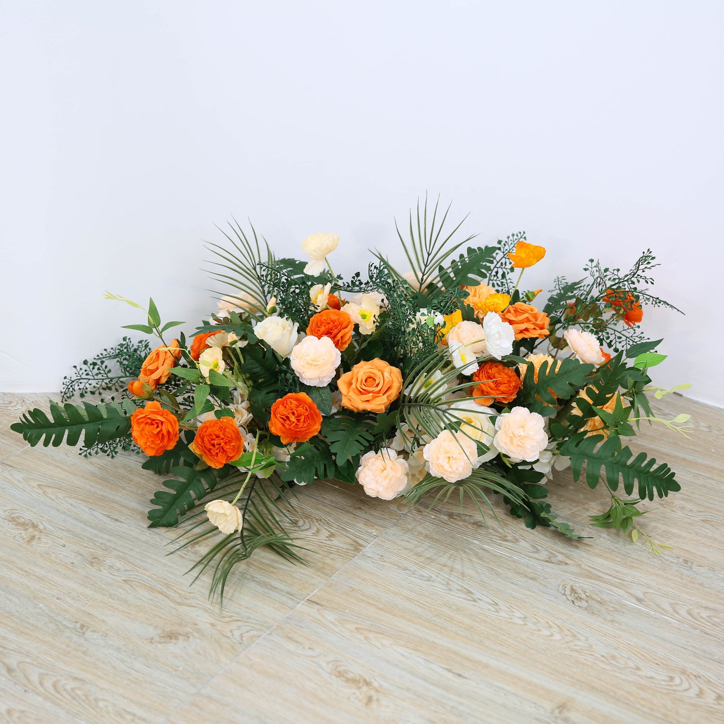 Orange White Rose Wedding Backdrop Decor Table Centerpieces Flower Ball Arrangement Event Floor Floral