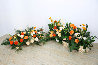 Orange White Rose Wedding Backdrop Decor Table Centerpieces Flower Ball Arrangement Event Floor Floral