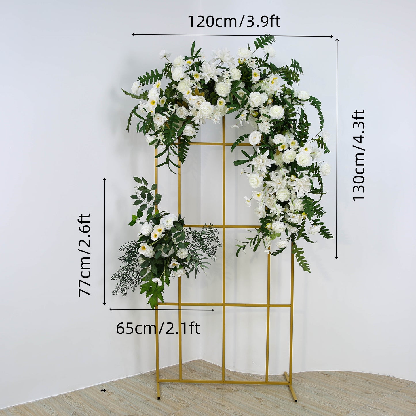 Wedding Backdrop Frame Decor White Rose Floral Arrangement Stage Floor Row Welcome Sign Flower Party Props