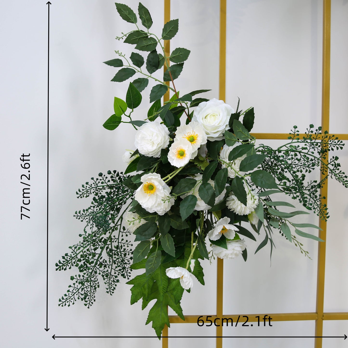 Wedding Backdrop Frame Decor White Rose Floral Arrangement Stage Floor Row Welcome Sign Flower Party Props