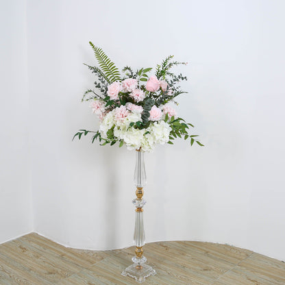 Pink Rose Wedding Floral Arrangement Backdrop Horn Arch Frame Floor Flower Row