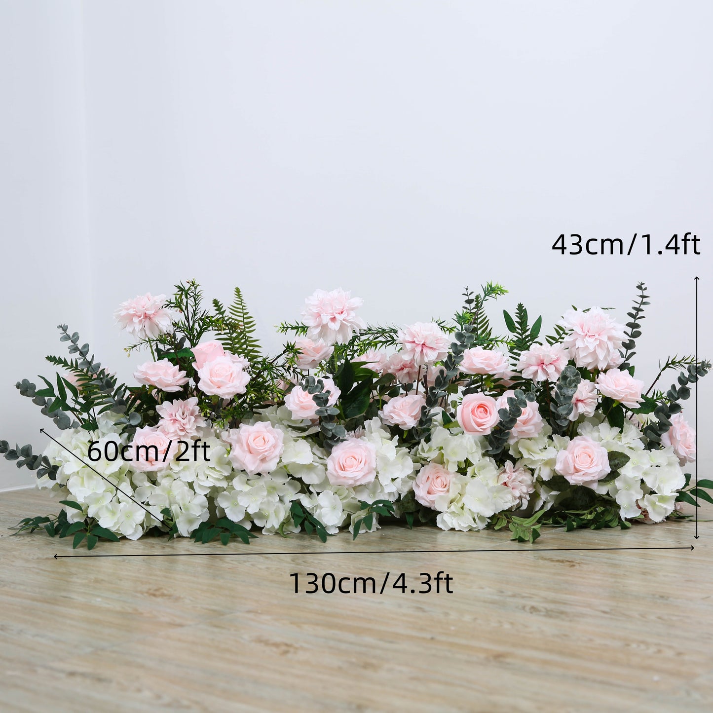 Pink Rose Wedding Floral Arrangement Backdrop Horn Arch Frame Floor Flower Row