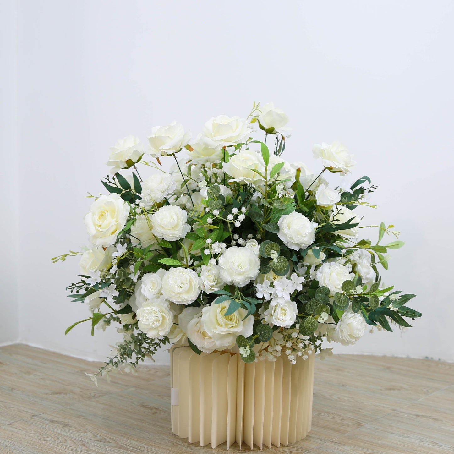 White Rose Artificial Flower Arrangements For Wedding Backdrop