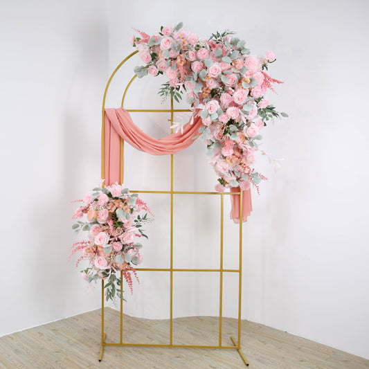 Wedding Backdrop Frame Arch Decor Pink Rose Floral Arrangement
