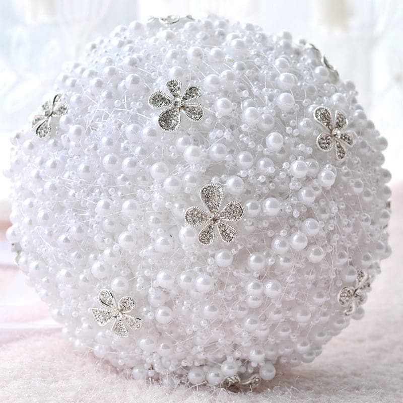 Artificial Flower Pearl Bride Holding Wedding Bouquet Hand-Made Bride Bridesmaid Flower Bouquet